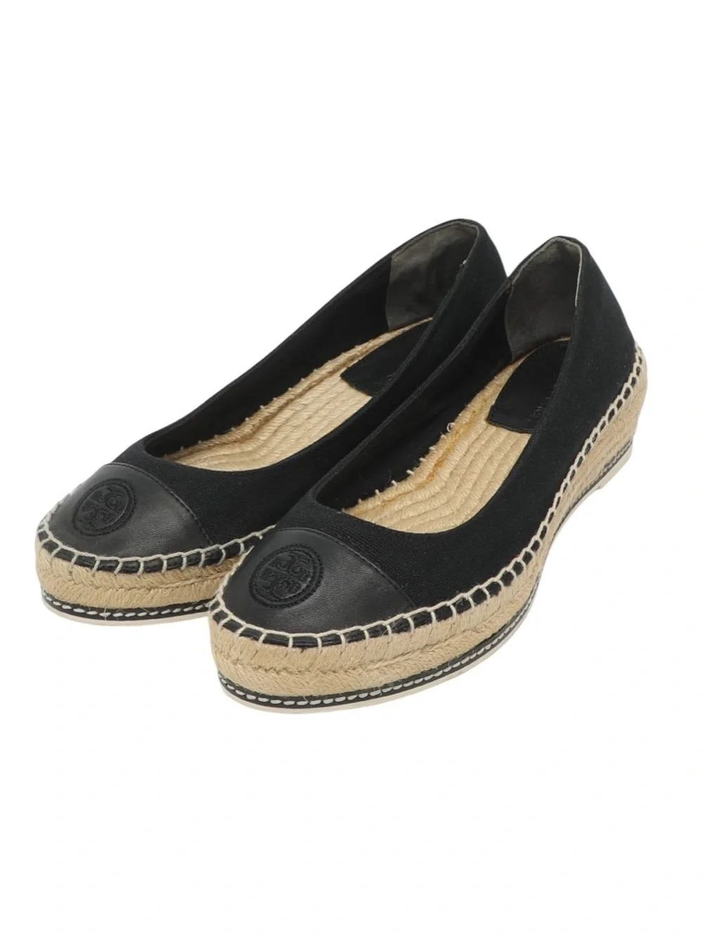 Tory Burch COLOR-BLOCK ESPADRILLE WEDGE in black 5.5